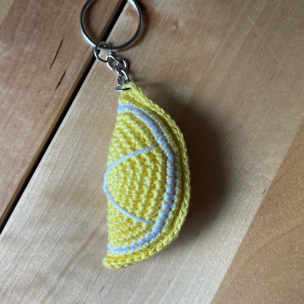 Handcrafted Fruit Slice Keychain Accessory - Summer Crochet Bag Charm Sunny - Picture 2 of 16